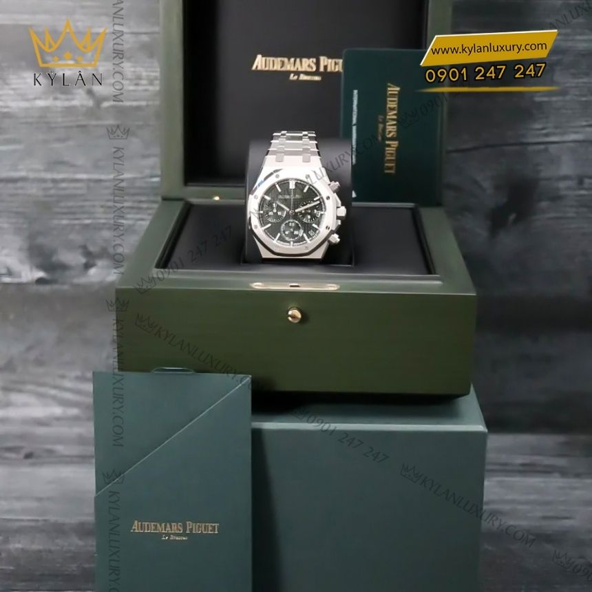 Kỳ Lân Luxury audemars piguet royal oak chronograph 26240st.oo .1320st.08 8 Đồng hồ Audemars Piguet Royal Oak Chronograph 41mm thép mặt xanh kaki