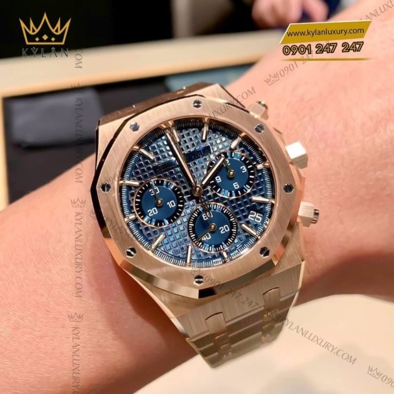Đồng hồ Audemars Piguet Royal Oak Chronograph 38mm vàng hồng mặt xanh