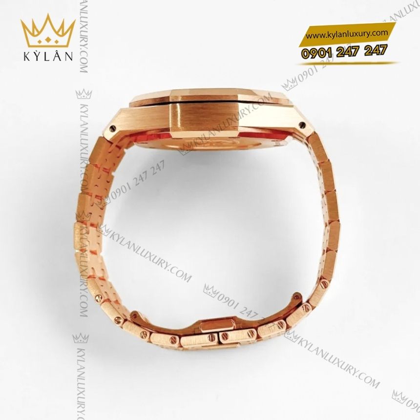 Kỳ Lân Luxury audemars piguet royal oak chronograph 38mm 26715or zz 1356or 01 2 Đồng hồ Audemars Piguet Royal Oak Chronograph 38mm vàng hồng mặt bạc