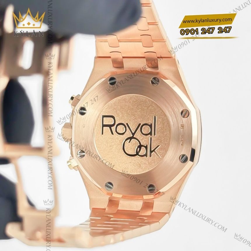 Kỳ Lân Luxury audemars piguet royal oak chronograph 38mm 26715or zz 1356or 01 3 Đồng hồ Audemars Piguet Royal Oak Chronograph 38mm vàng hồng mặt bạc