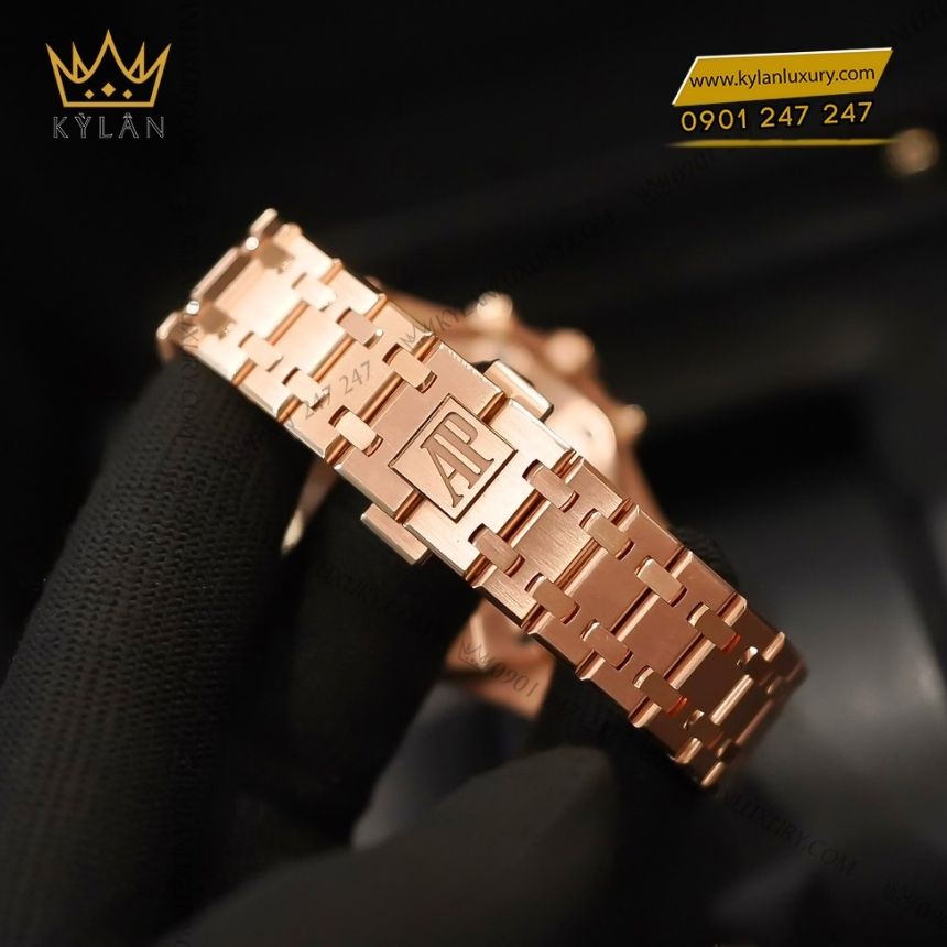 Kỳ Lân Luxury audemars piguet royal oak chronograph 38mm 26715or zz 1356or 01 4 Đồng hồ Audemars Piguet Royal Oak Chronograph 38mm vàng hồng mặt bạc