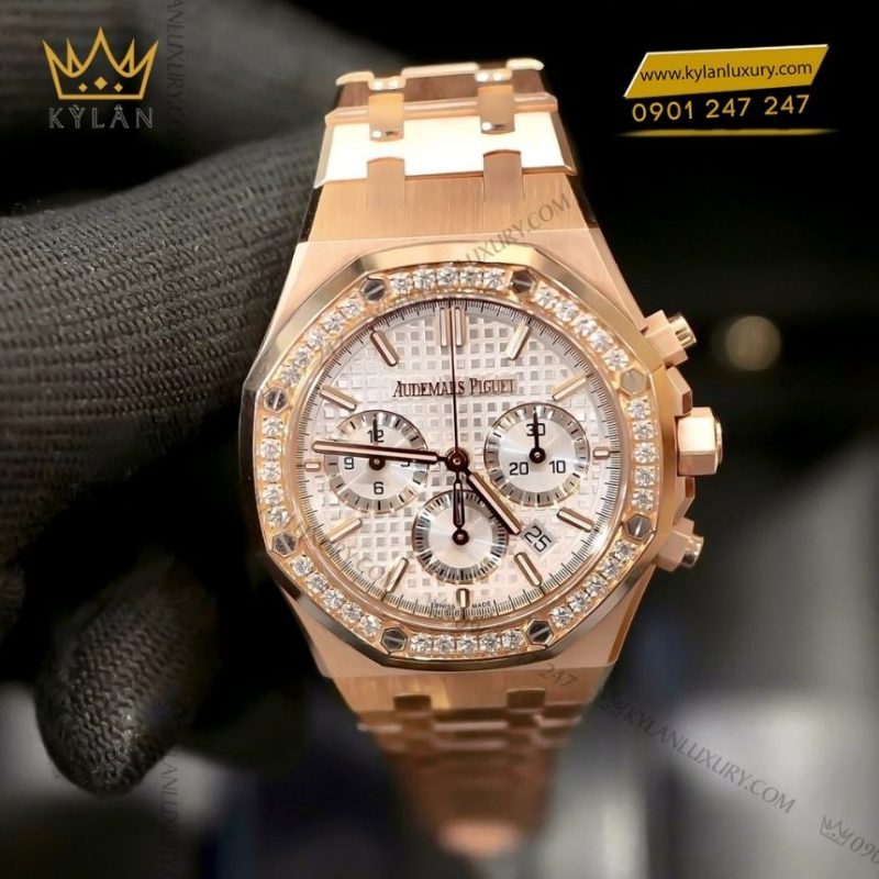 Đồng hồ Audemars Piguet Royal Oak Chronograph 38mm vàng hồng mặt bạc