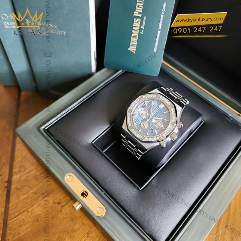 Đồng hồ Audemars Piuget Royal Oak Chronograph 38mm thép mặt xanh nhạt