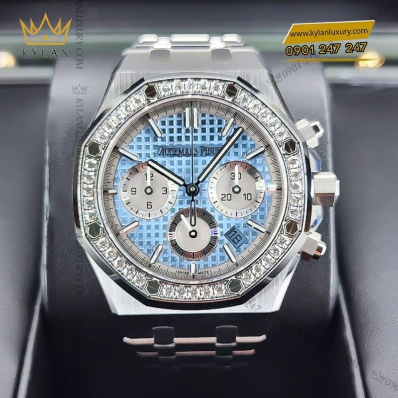 Đồng hồ Audemars Piuget Royal Oak Chronograph 38mm thép mặt xanh nhạt