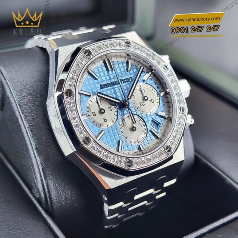 Đồng hồ Audemars Piuget Royal Oak Chronograph 38mm thép mặt xanh nhạt