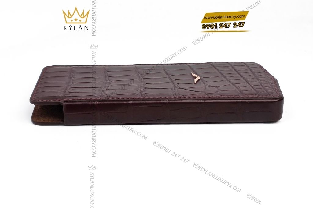 Kỳ Lân Luxury bao da vertu agent q da alligator nau 10 Bao da Vertu Agent Q da cá Alligator nâu