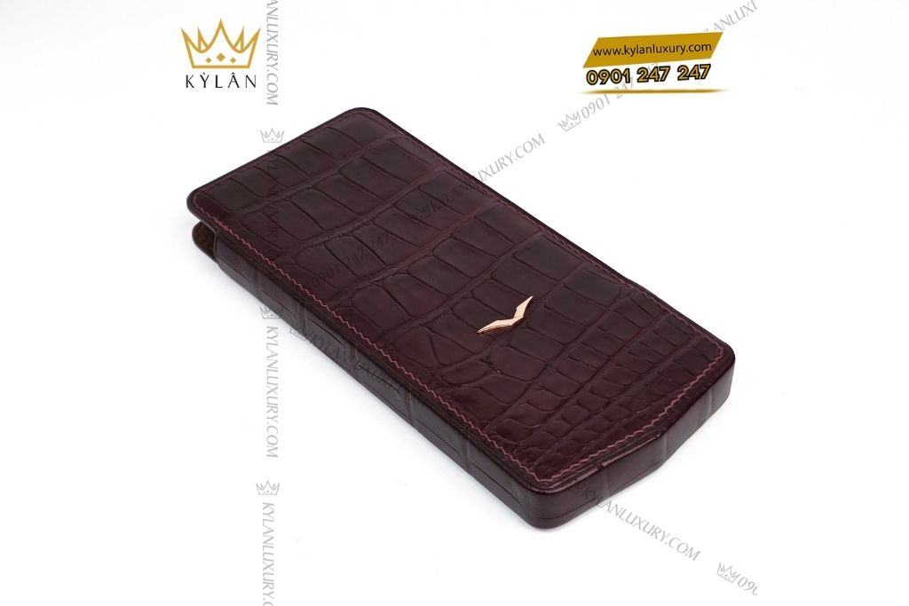 Bao da Vertu Agent Q da cá Alligator nâu 3 Kỳ Lân Luxury bao da vertu agent q da alligator nau 12 Bao da Vertu Agent Q da cá Alligator nâu