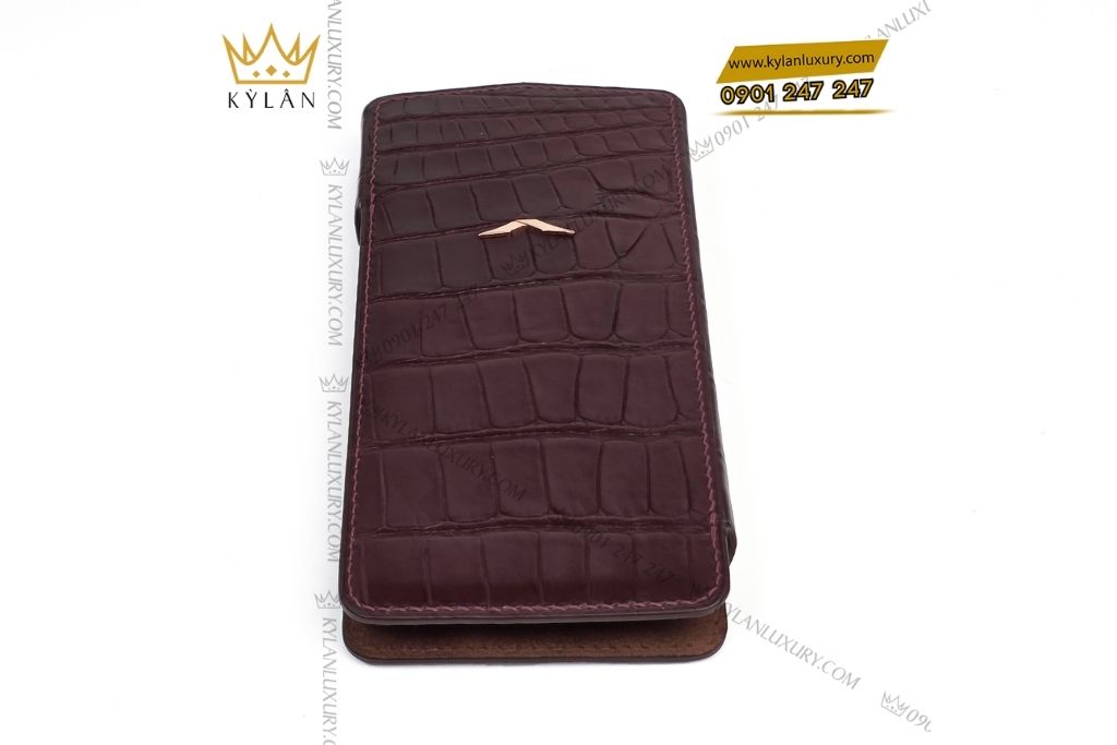 Kỳ Lân Luxury bao da vertu agent q da alligator nau 13 Bao da Vertu Agent Q da cá Alligator nâu