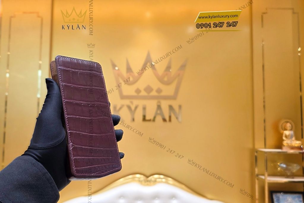 Bao da Vertu Agent Q da cá Alligator nâu 4 Kỳ Lân Luxury bao da vertu agent q da alligator nau 17 Bao da Vertu Agent Q da cá Alligator nâu