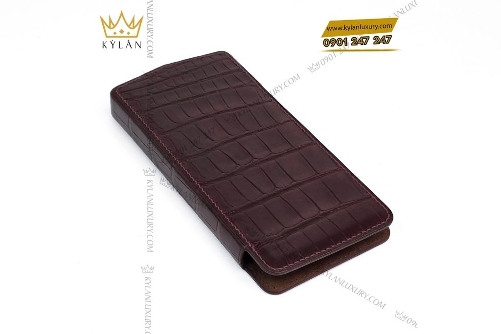 Kỳ Lân Luxury bao da vertu agent q da alligator nau 5 Bao da Vertu Agent Q da cá Alligator nâu