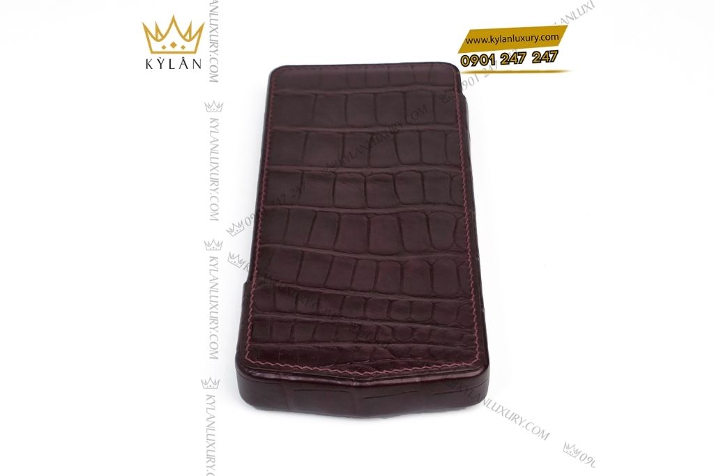 Kỳ Lân Luxury bao da vertu agent q da alligator nau 6 Bao da Vertu Agent Q da cá Alligator nâu