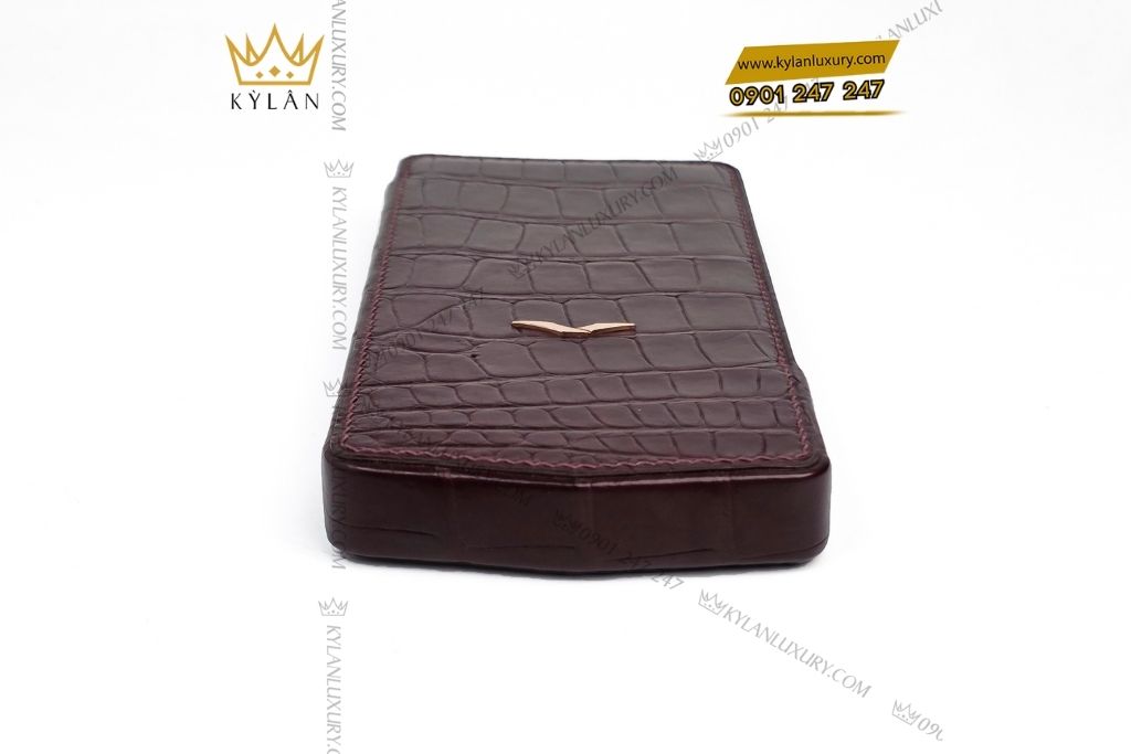 Kỳ Lân Luxury bao da vertu agent q da alligator nau 8 Bao da Vertu Agent Q da cá Alligator nâu