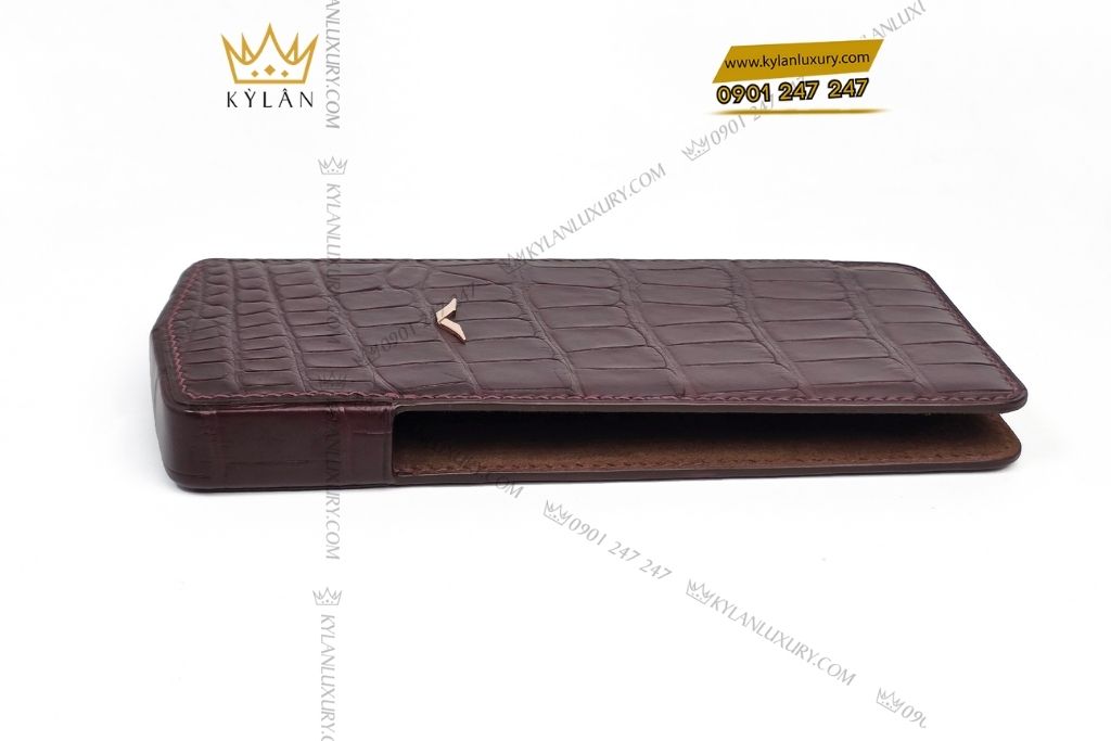 Kỳ Lân Luxury bao da vertu agent q da alligator nau 9 Bao da Vertu Agent Q da cá Alligator nâu