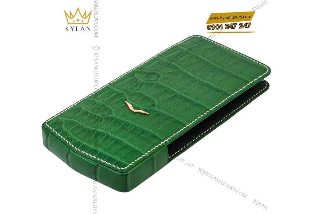 Kỳ Lân Luxury bao da vertu agent q da ca alligator xanh la 11 Bao da Vertu Agent Q da cá Alligator xanh lá