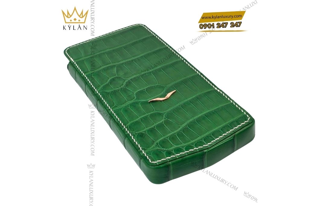 Kỳ Lân Luxury bao da vertu agent q da ca alligator xanh la 17 Bao da Vertu Agent Q da cá Alligator xanh lá