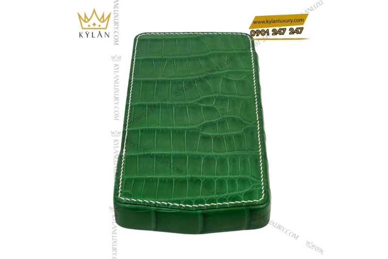 Bao da Vertu Agent Q da cá Alligator xanh lá
