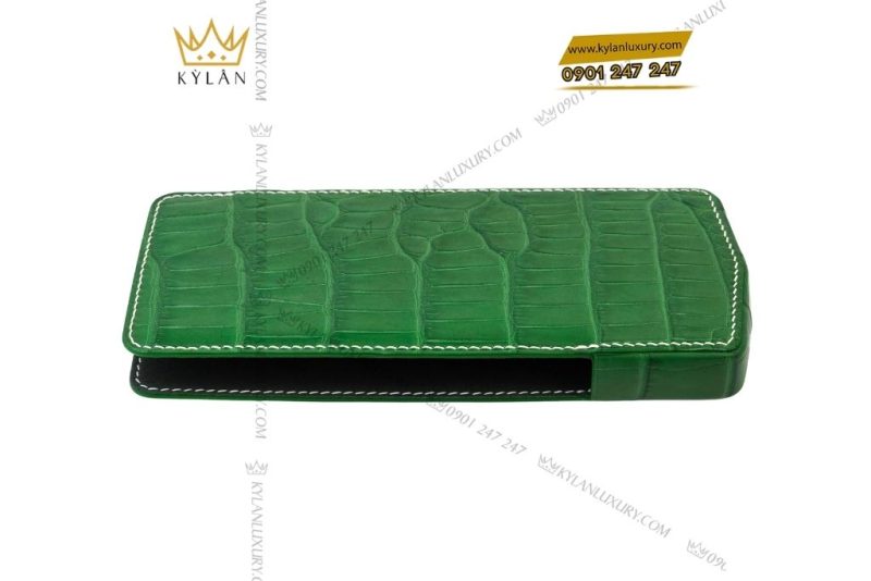 Bao da Vertu Agent Q da cá Alligator xanh lá