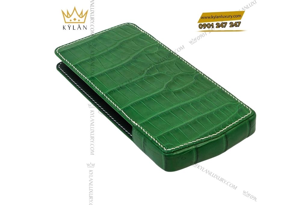 Kỳ Lân Luxury bao da vertu agent q da ca alligator xanh la 9 Bao da Vertu Agent Q da cá Alligator xanh lá
