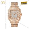 Đồng hồ Cartier Santos vàng hồng custom full kim cương