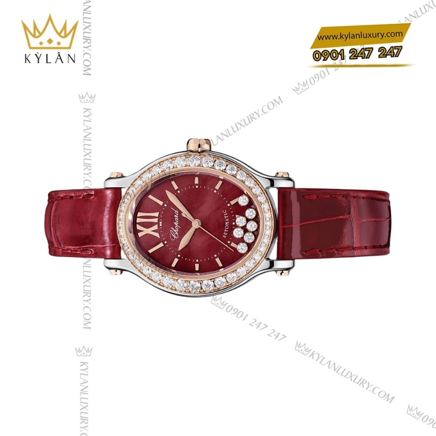 Kỳ Lân Luxury chopard happy sport xa cu do 278602 6005 3 Đồng hồ Chopard Happy Sport mặt xà cừ đỏ 278602-6005