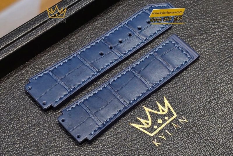 Dây đồng hồ Hublot da cá xanh dương