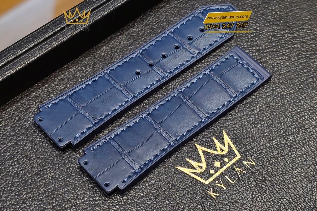 Kỳ Lân Luxury day dong ho hublot da ca xanh duong 13 Dây đồng hồ Hublot da cá xanh dương