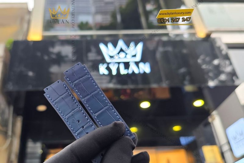 Dây đồng hồ Hublot da cá xanh dương