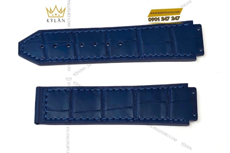Dây đồng hồ Hublot da cá xanh dương