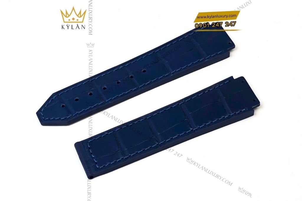 Kỳ Lân Luxury day dong ho hublot da ca xanh duong 7 Dây đồng hồ Hublot da cá xanh dương