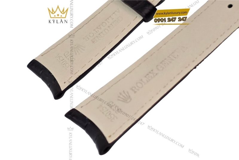 Dây đồng hồ Rolex Cellini da cá đen