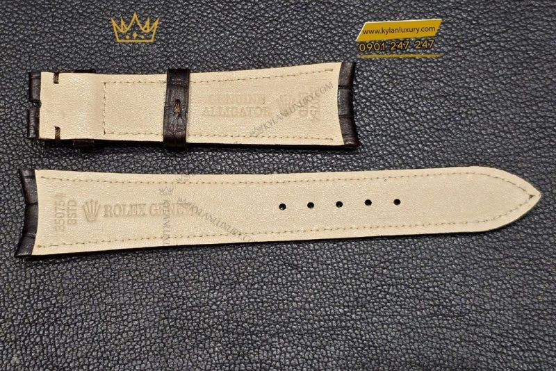 Dây đồng hồ Rolex Cellini da cá nâu sẫm
