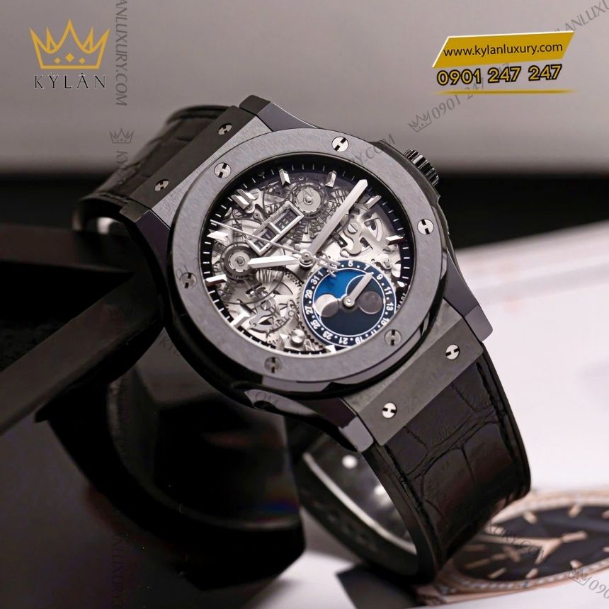Kỳ Lân Luxury hublot aerofusion moonphase black magic 547cx0170lr 2 Đồng hồ Hublot Classic Fusion Aerofusion Moonphase Black Magic 42mm
