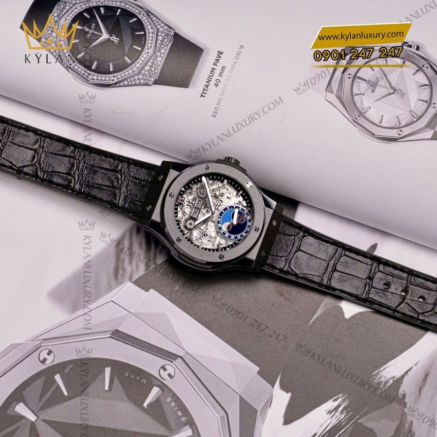 Kỳ Lân Luxury hublot aerofusion moonphase black magic 547cx0170lr 3 Đồng hồ Hublot Classic Fusion Aerofusion Moonphase Black Magic 42mm