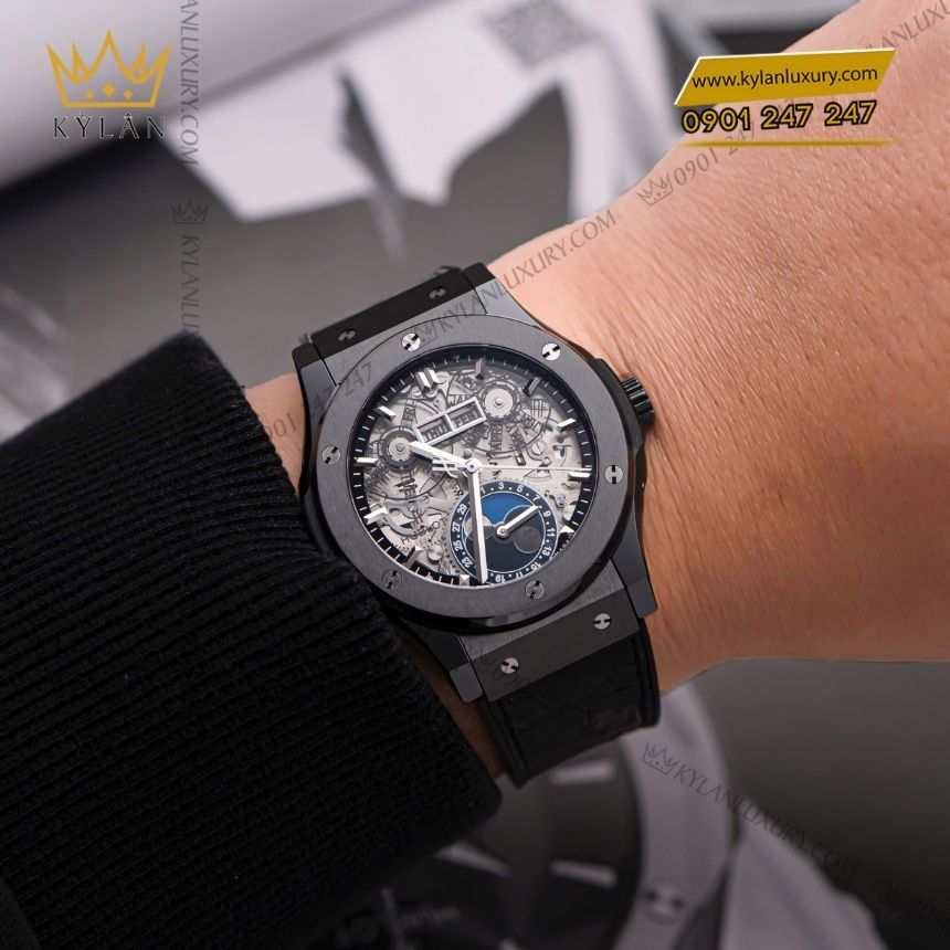 Kỳ Lân Luxury hublot aerofusion moonphase black magic 547cx0170lr 5 Đồng hồ Hublot Classic Fusion Aerofusion Moonphase Black Magic 42mm
