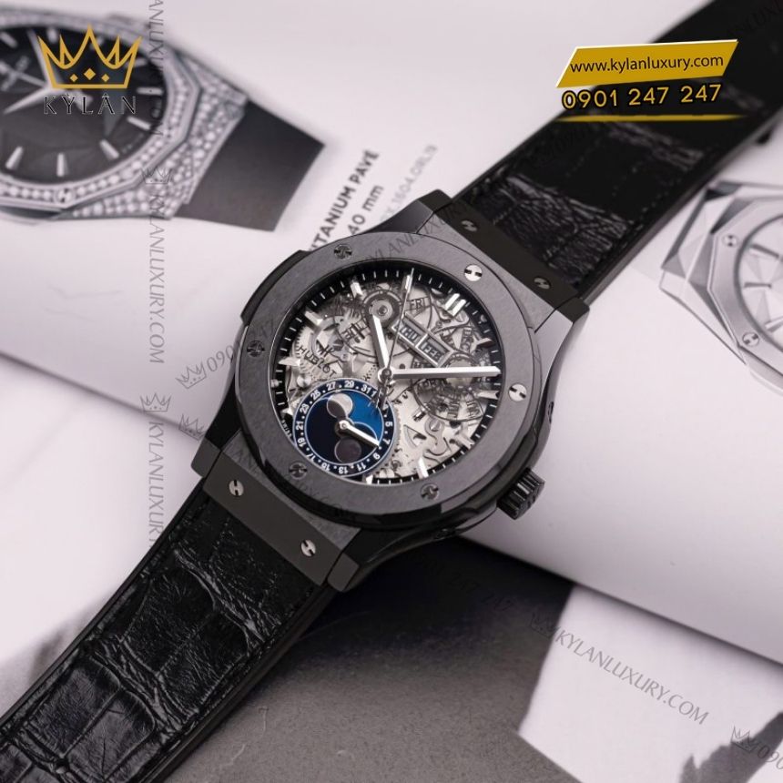 Kỳ Lân Luxury hublot aerofusion moonphase black magic 547cx0170lr 8 Đồng hồ Hublot Classic Fusion Aerofusion Moonphase Black Magic 42mm