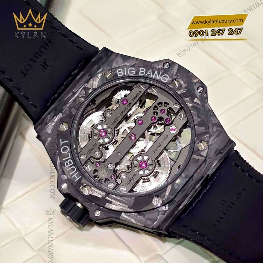 Kỳ Lân Luxury hublot big bang meca 10 frosted carbon 42mm 2 Đồng hồ Hublot Big Bang MECA 10 Frosted Carbon 42mm