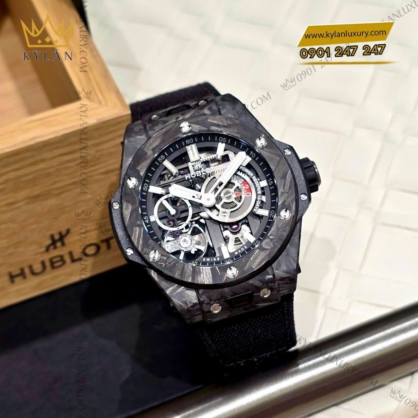 Kỳ Lân Luxury hublot big bang meca 10 frosted carbon 42mm 5 Đồng hồ Hublot Big Bang MECA 10 Frosted Carbon 42mm