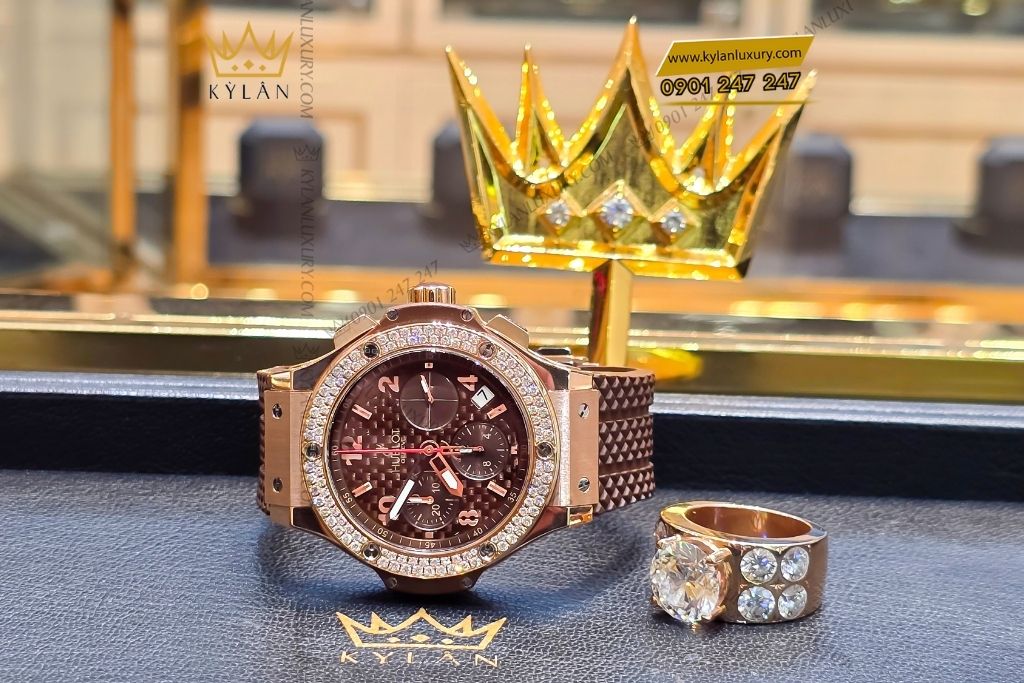Kỳ Lân Luxury hublot chronograph king gold cappuccino diamond 10 Đồng hồ Hublot Big Bang Chronograph King Gold Cappuccino Diamond 41mm