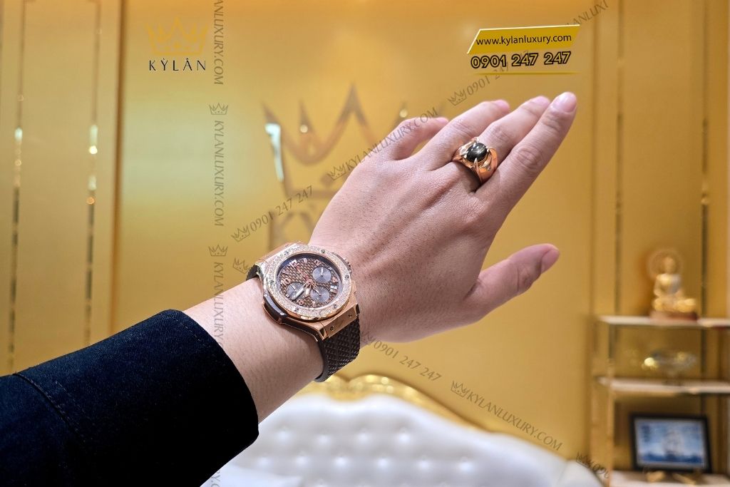 Kỳ Lân Luxury hublot chronograph king gold cappuccino diamond 14 Đồng hồ Hublot Big Bang Chronograph King Gold Cappuccino Diamond 41mm