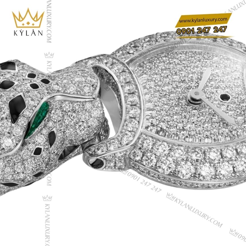 Kỳ Lân Luxury la panthere de cartier crhpi01443 2 Đồng hồ La Panthère de Cartier vàng trắng full kim cương