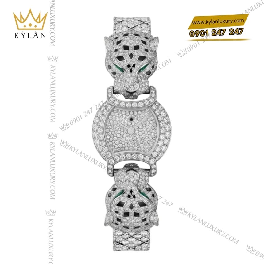 Kỳ Lân Luxury la panthere de cartier crhpi01443 4 Đồng hồ La Panthère de Cartier vàng trắng full kim cương