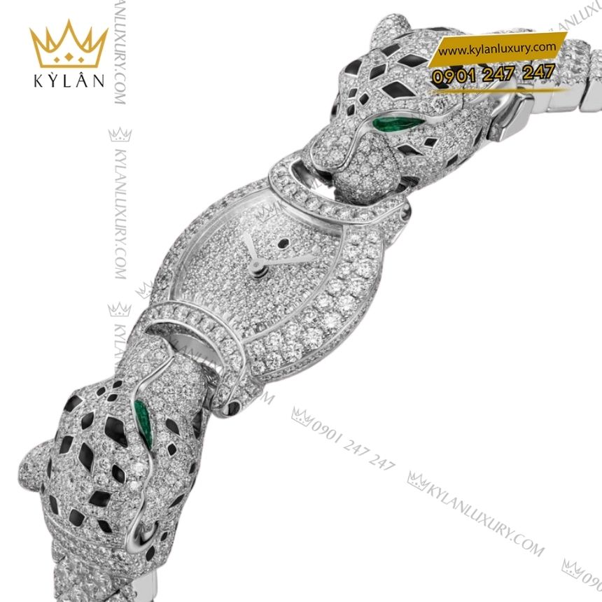 Kỳ Lân Luxury la panthere de cartier crhpi01443 5 Đồng hồ La Panthère de Cartier vàng trắng full kim cương