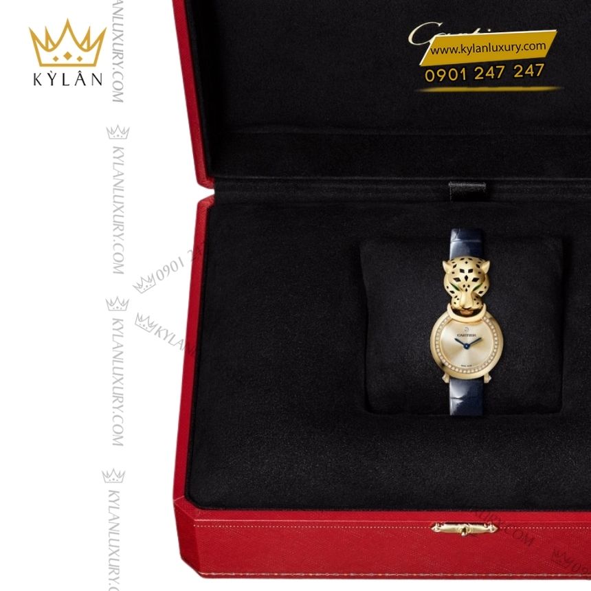 Kỳ Lân Luxury la panthere de cartier crhpi01723 vang vang da ca 5 Đồng hồ La Panthère de Cartier vàng vàng bản dây da cá