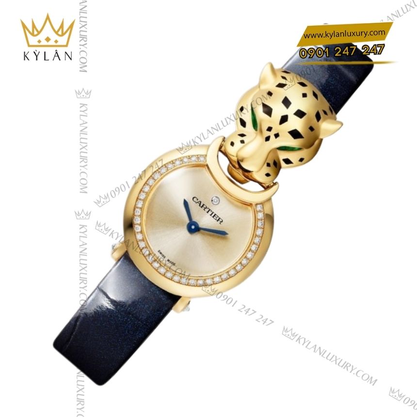 Kỳ Lân Luxury la panthere de cartier crhpi01723 vang vang da ca 6 Đồng hồ La Panthère de Cartier vàng vàng bản dây da cá