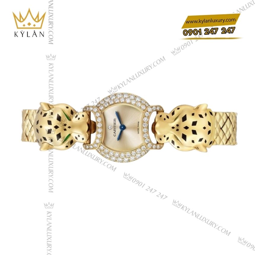 Kỳ Lân Luxury la panthere de cartier crhpi01731 vang vang 18k 3 Đồng hồ La Panthère de Cartier vàng vàng kim cương