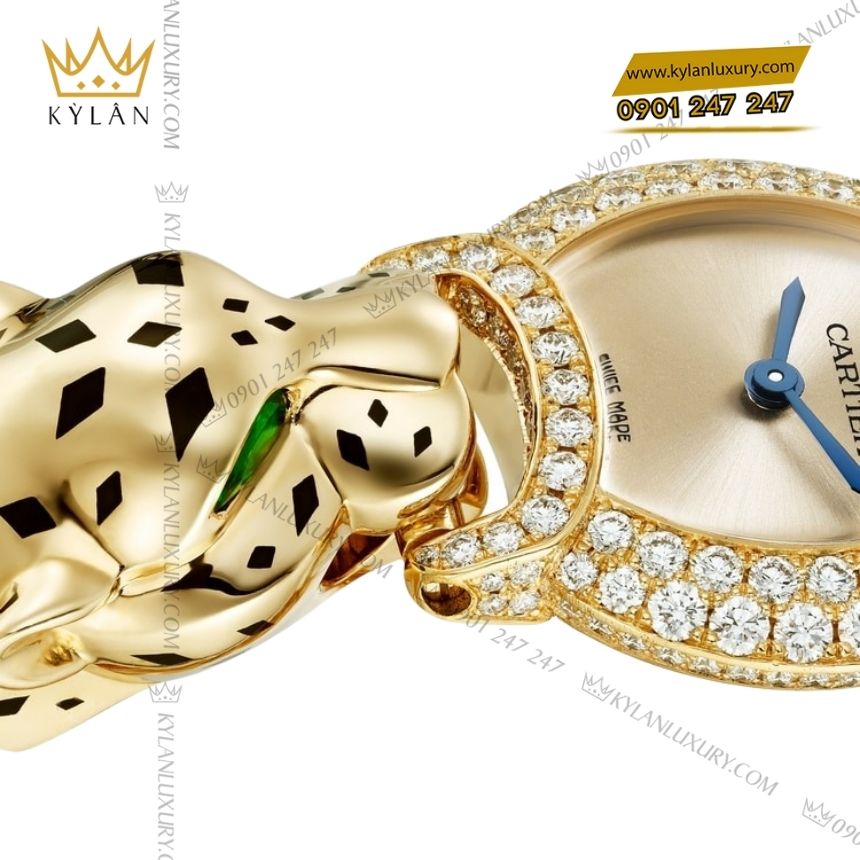 Kỳ Lân Luxury la panthere de cartier crhpi01731 vang vang 18k 4 Đồng hồ La Panthère de Cartier vàng vàng kim cương