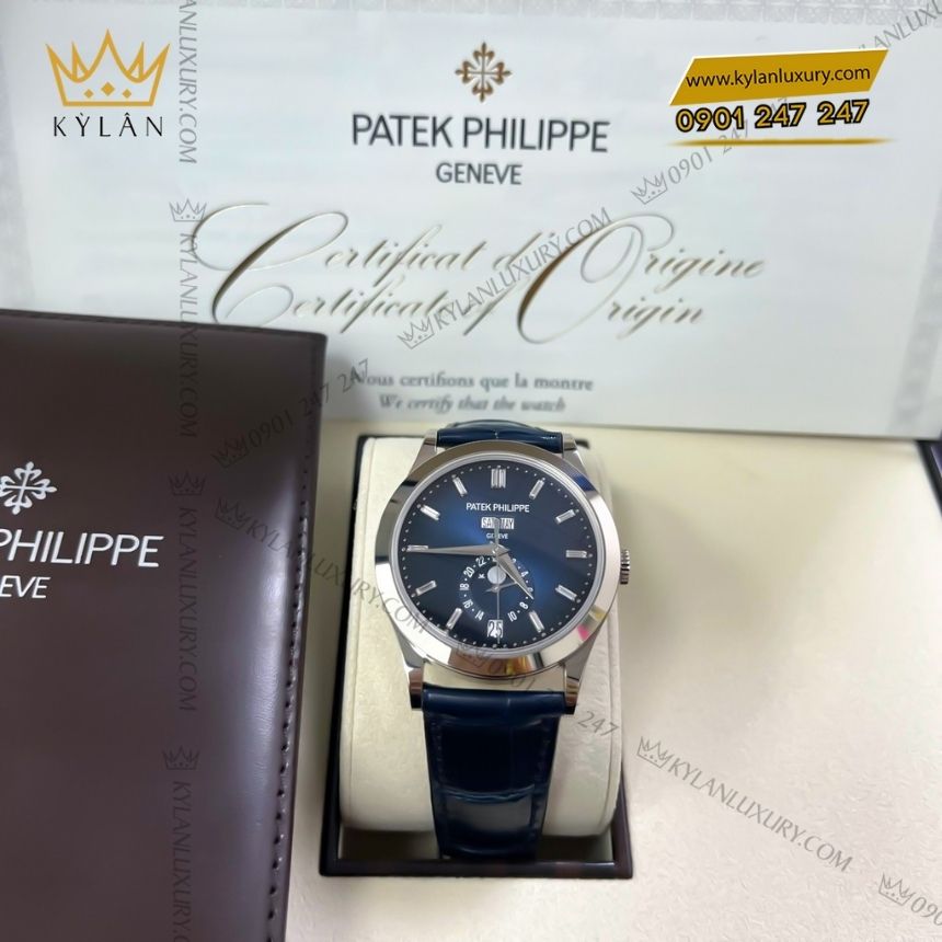 Kỳ Lân Luxury patek philippe 5396g 017 vang trang moonphase 2 Đồng hồ Patek Philippe vàng trắng moonphase 5396G-017