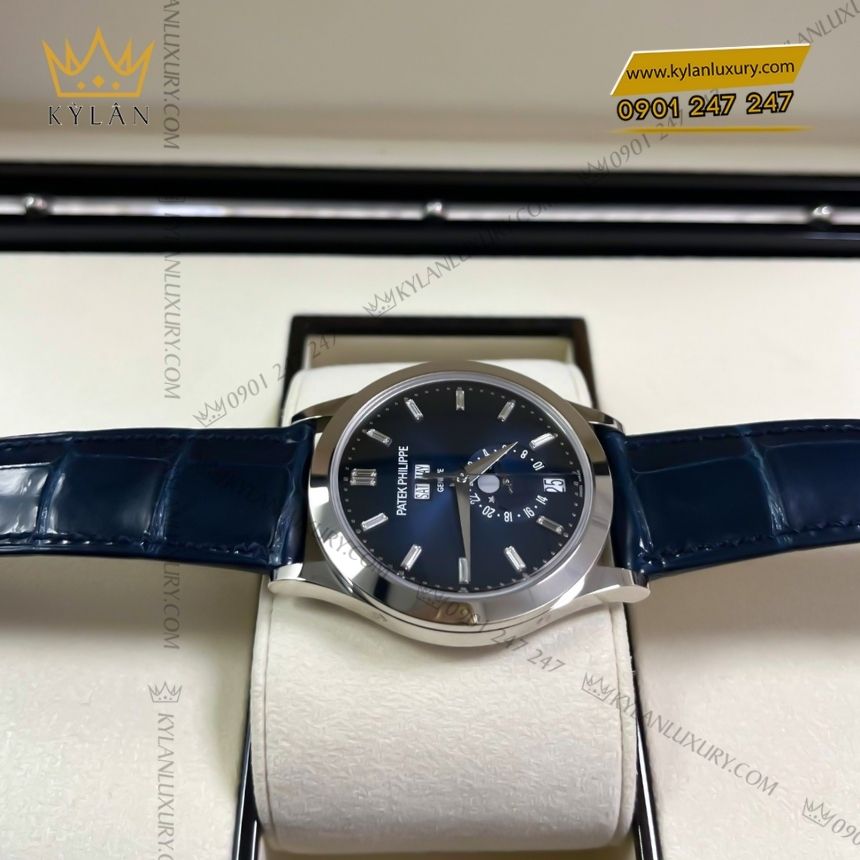 Kỳ Lân Luxury patek philippe 5396g 017 vang trang moonphase 3 Đồng hồ Patek Philippe vàng trắng moonphase 5396G-017