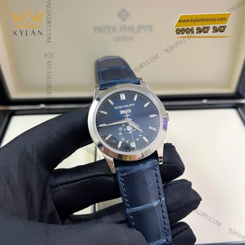 Kỳ Lân Luxury patek philippe 5396g 017 vang trang moonphase 7 Đồng hồ Patek Philippe vàng trắng moonphase 5396G-017
