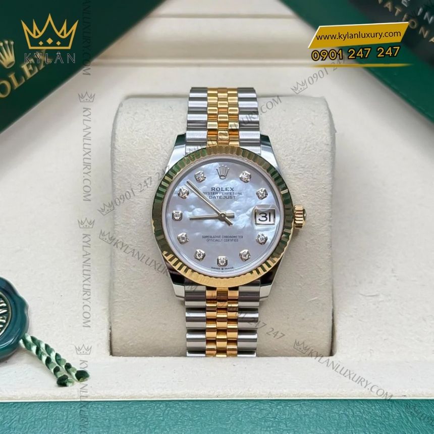 Kỳ Lân Luxury rolex datejust 31 278273 0028 demi vang vang 3 Đồng hồ Rolex Datejust 31 demi vàng vàng ngọc trai 278273-0028